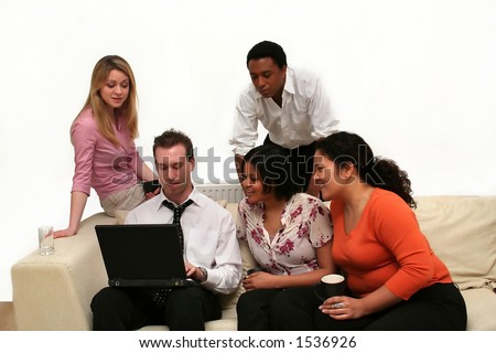 image of young business people in a relaxed meeting - sharing information