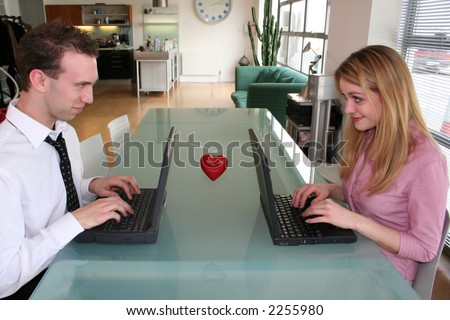 office romance, conceptual office love with heart