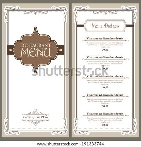 Vector restaurant or cafe menu design Vector restaurant or cafe menu design