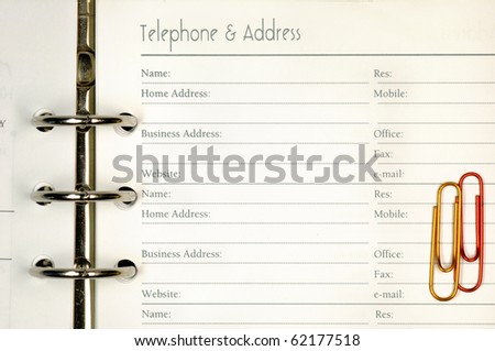 Note page for telephone and address form.