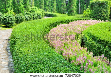 topiary work and flower decoration green garden