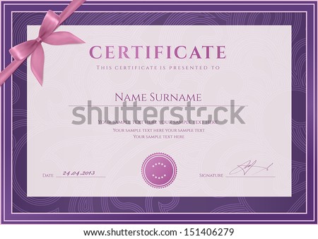 Certificate Diploma of completion template background Floral scroll swirl pattern watermark border frame bow For Certificate of Achievement Certificate of education awards winner Certificate Diploma of completion template background Floral scroll swirl pattern watermark border frame bow For Certificate of Achievement Certificate of education awards winner
