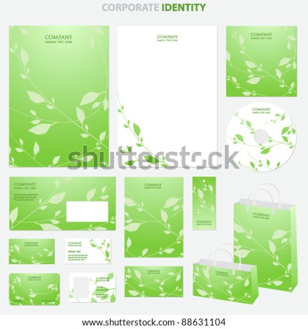 presentation eco design style with This Business pattern eco (leaves). Green (template)