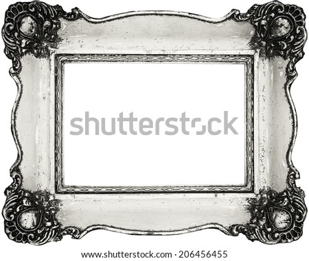 Vintage frame isolated on white, inner and outer clipping paths included