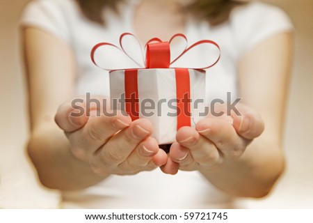 Time gifts - gift box in hand girls