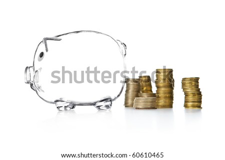 Clip Art Money Box. stock photo : Savings - Piggy Bank money box style with a bunch of coins