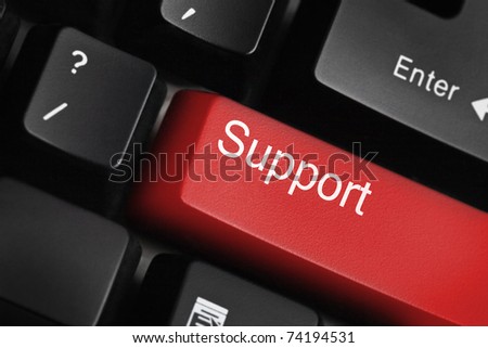 Keyboard with red button of support