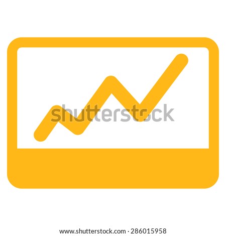 Stock Market icon from Business Bicolor Set. This flat glyph symbol uses yellow color, rounded angles, and isolated on a white background.