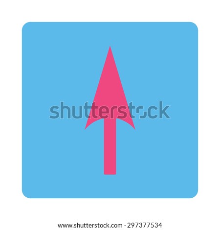 Arrow Axis Y icon from Primitive Buttons OverColor Set. This rounded square flat button is drawn with pink and blue colors on a white background.