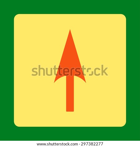 Arrow Axis Y icon from Primitive Buttons OverColor Set. This rounded square flat button is drawn with orange and yellow colors on a green background.