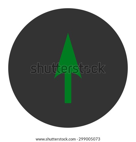 Arrow Axis Y icon from Primitive Round Buttons OverColor Set. This round flat button is drawn with green and gray colors on a white background.