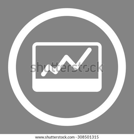 Stock Market glyph icon. This flat rounded symbol uses white color and isolated on a gray background.