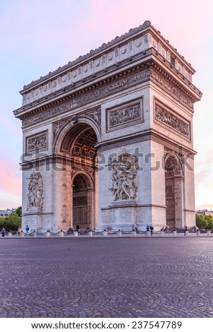 Arc de Triomphe Paris city at sunset - Arch of Triumph