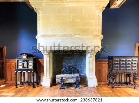 LOIRE, FRANCE - JUNE 16: Interior of Azay le Rideau castle on June 16, 2014, France. This castle was built in the XVIth century on an island among the Indre river.