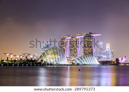 SINGAPORE - FEBRUARY 18: The Marina Bay Sands Resort Hotel on Feb 18, 2014 in Singapore . It is an integrated resort and the world's most expensive standalone casino property at $8 billion.