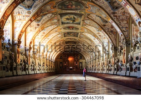 MUNICH, GERMANY - JULY 31: Interior of the Antiquarium in the Munich Residence on July 31, 2015 in Munich, Germany. The Residence is the former royal palace of the Bavarian monarchs