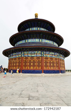 The beautiful view of the Temple of Heaven in Beijing, China