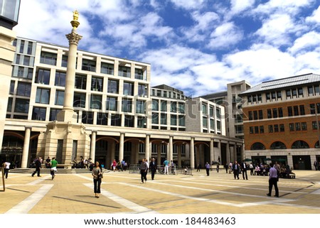 LONDON, August 3, 2010: Paternoster Square, London. It is an urban development next to St Paul\'s Cathedral in the City of London, England