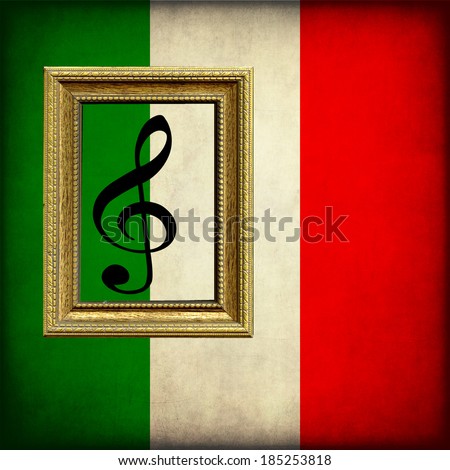 Sheet music of the Italian flag, background music