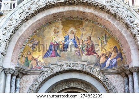 The Patriarchal Cathedral Basilica of Saint Mark at the Piazza San Marco. St Mark\'s Square, Venice, Italy