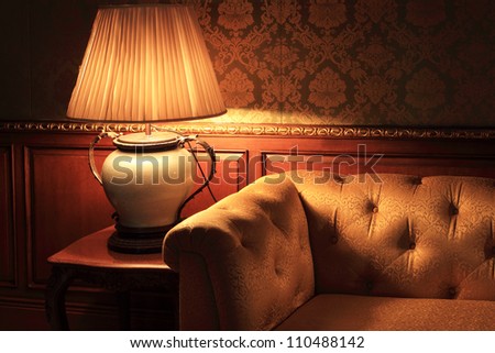 table lamp and sofa