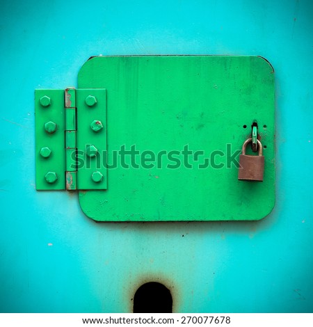 Closeup iron box with lock