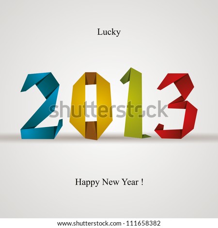 Funny Stock Photos on Stock Vector   New 2013 Year Greeting Card Made In Origami Style