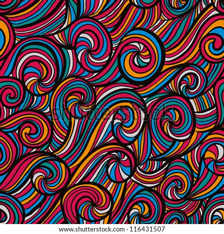 Funky Colorful Seamless Pattern, Vector Background 