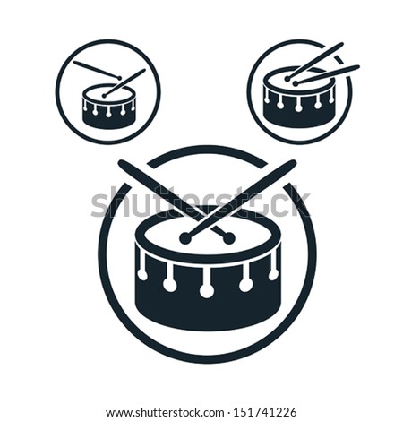 Snare drum icon single color vector music theme symbol for your design 3 versions set Snare drum icon single color vector music theme symbol for your design 3 versions set