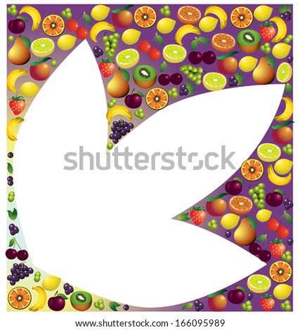 Fruits abstract composition, different fruits icon set, vector food theme background,  vector illustration.