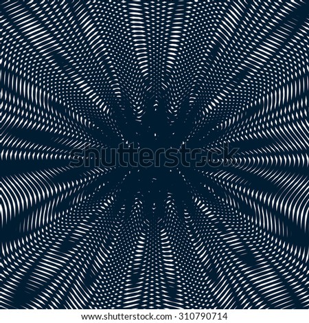 Moire style, gradient optical pattern, motion effect tile. Decorative lined hypnotic contrast background.