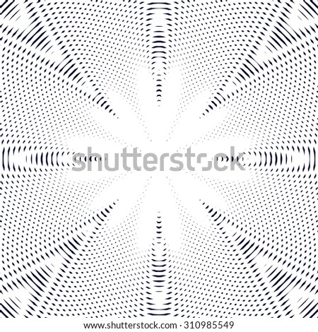 Black and white moire lines, striped  background.  Op art style contrast pattern.