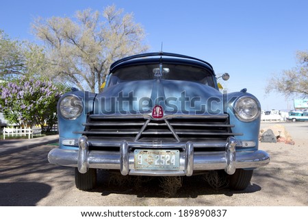 HISTORIC ROUTE 66, ARIZONA, USA - April 23, 2014: 1956 Hudson Commodor on historic Route 66, Arizona on April 23, 2014.