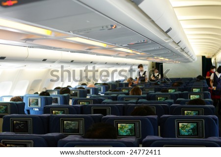 Economy Class cabin of airplane