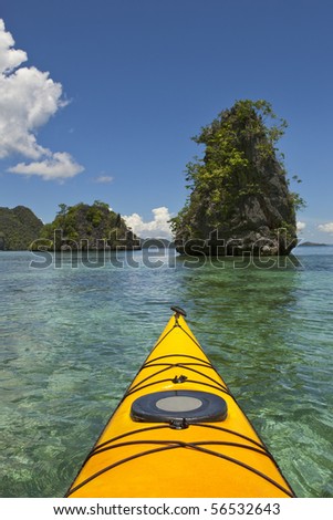 Amazing limestone  rock formations and yellow sea kayak, Coron island, Philippines