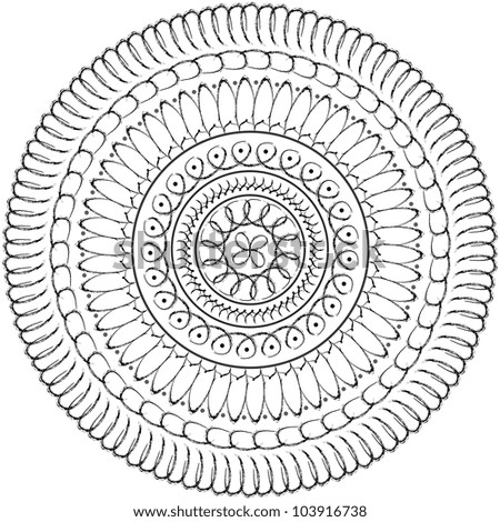 Mandala Coloring on Geometric Mandala Sacred Circle Black And White Coloring Outline Stock