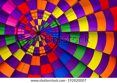 Multi colored hot air balloon view from inside