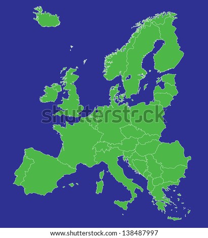 A map of Europe EU with country borders