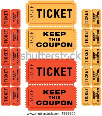 stock vector : group of sequentially numbered raffle tickets in red and 