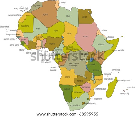 a full color map of africa with country names called out