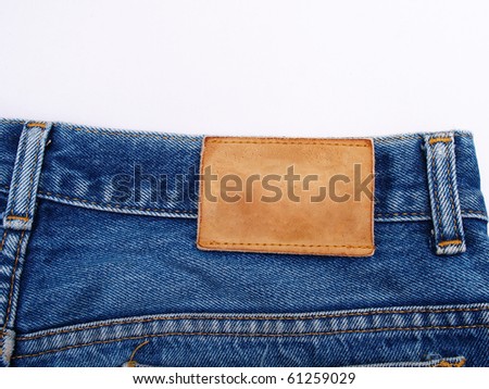 Blank jeans leather label on jean fabric