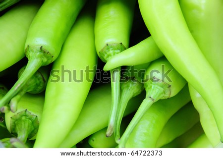 Many green chili peppers, Food raw material