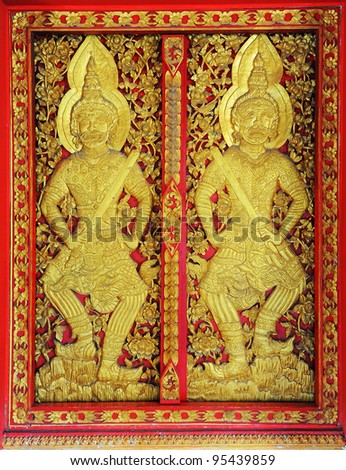 Ancient Asia statue art door background