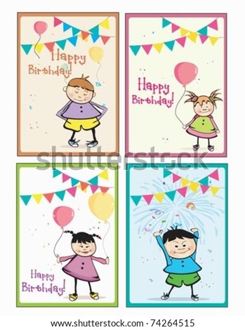 birthday cards for girls. stock vector : 4 irthday