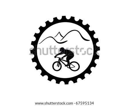  Mountain Bike on Bicycle Gear With Mountain Bike Rider Stock Vector 67595134