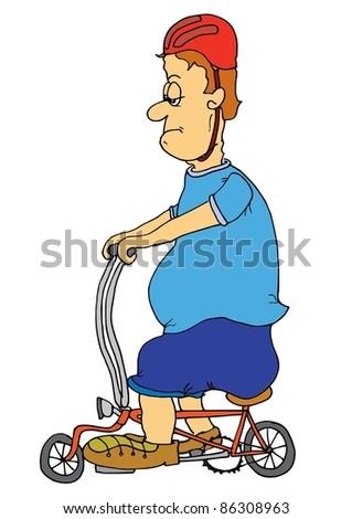 This Illustration Depicts A Fat Biker On A Funny Little Bike - 86308963 