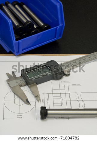 quality control process, checking part against CAD drawing