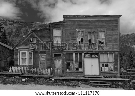 Historic Mining Town Buildings in Ghost Town of St. Elmo, Colorado, USA