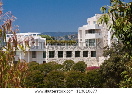 LOS ANGELES, CA - JUNE 16, 2012:  The Architecture of the Getty Center helps to attract 1.3 million visitors annually to the location in Los Angeles; June 16, 2012.