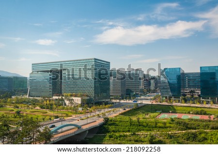 The business district of Pangyo, a new urban development just outside of Seoul, South Korea.